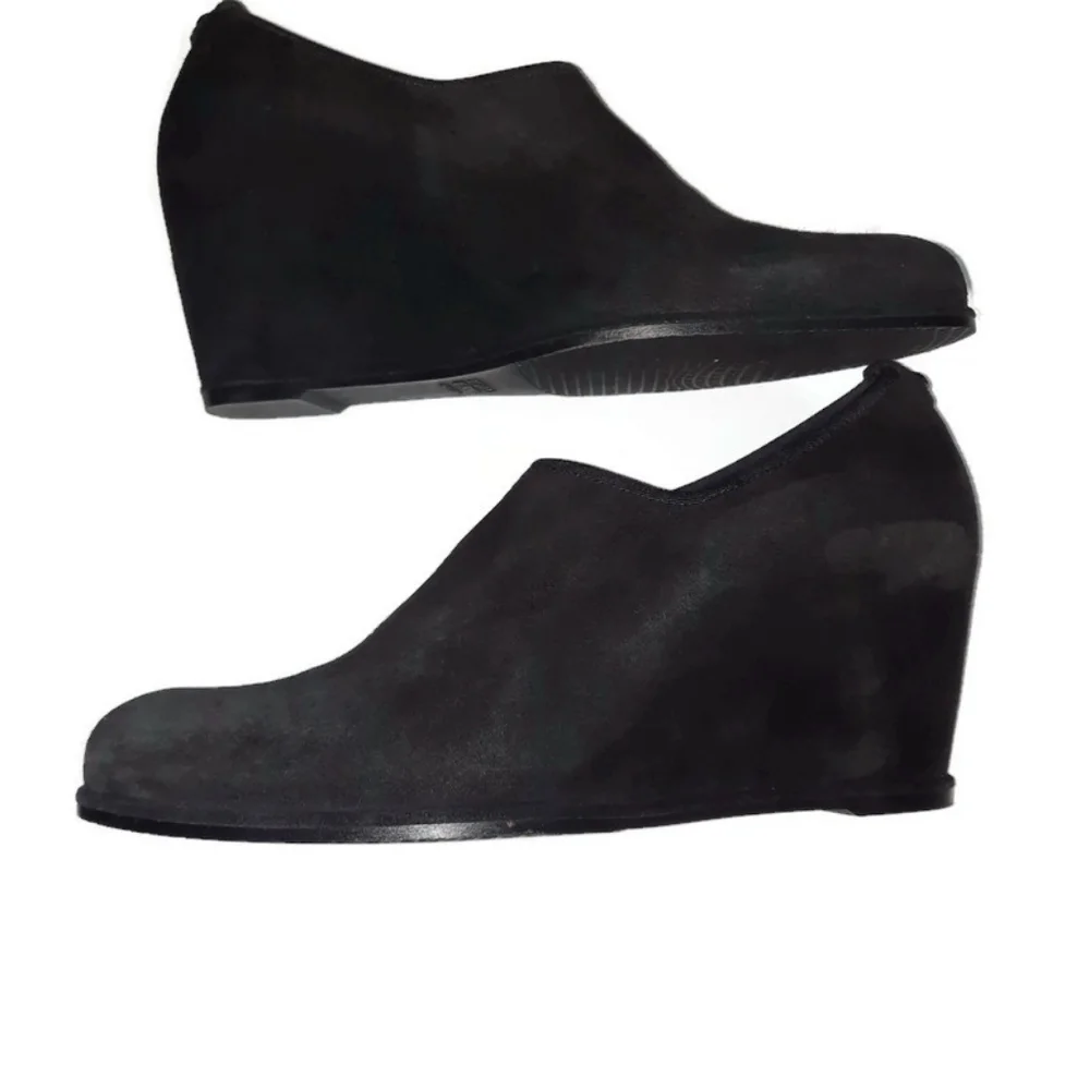 STUART WEITZMAN Hidden Wedge Bootie Stretch Suede Ankle Boot Heeled 9.5 N - Picture 4 of 12